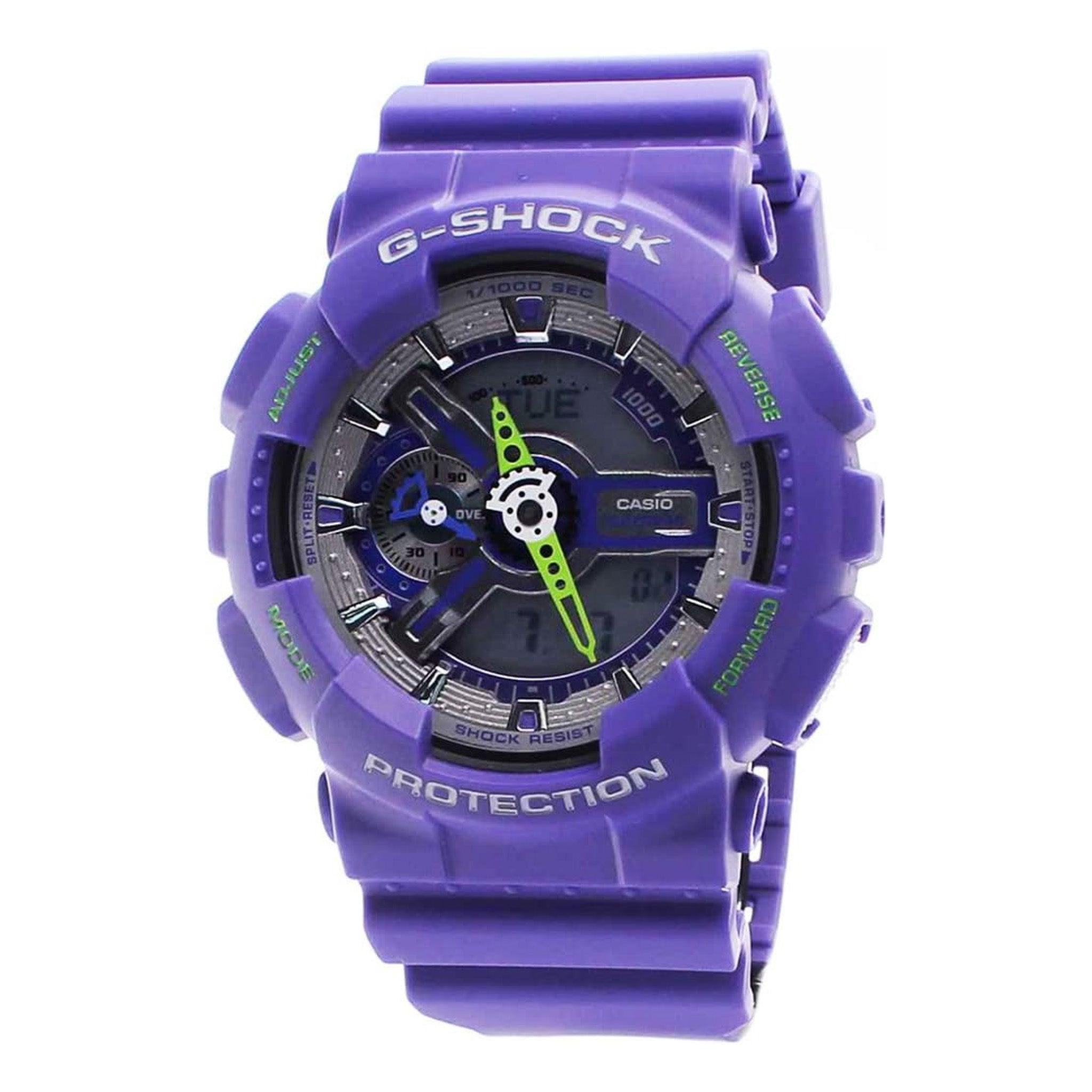 ساعات كاسيو جي شوك رجالية 5.1 سم رقمية بنفسجي دائري G-Shock Watch For Men By Casio, Resin Purple Band - Ga-110dn-6adr