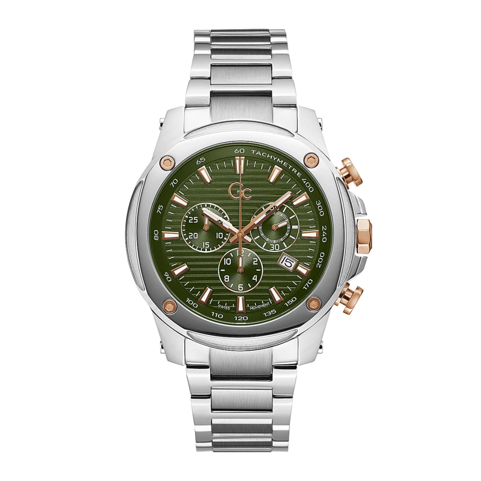 ساعات جي سي رجالية ستانلس ستيل 44 ملم كوارنز فضي Gc Men's Brave Chronograph Silver Stainless Steel Watch Z13003g9mf