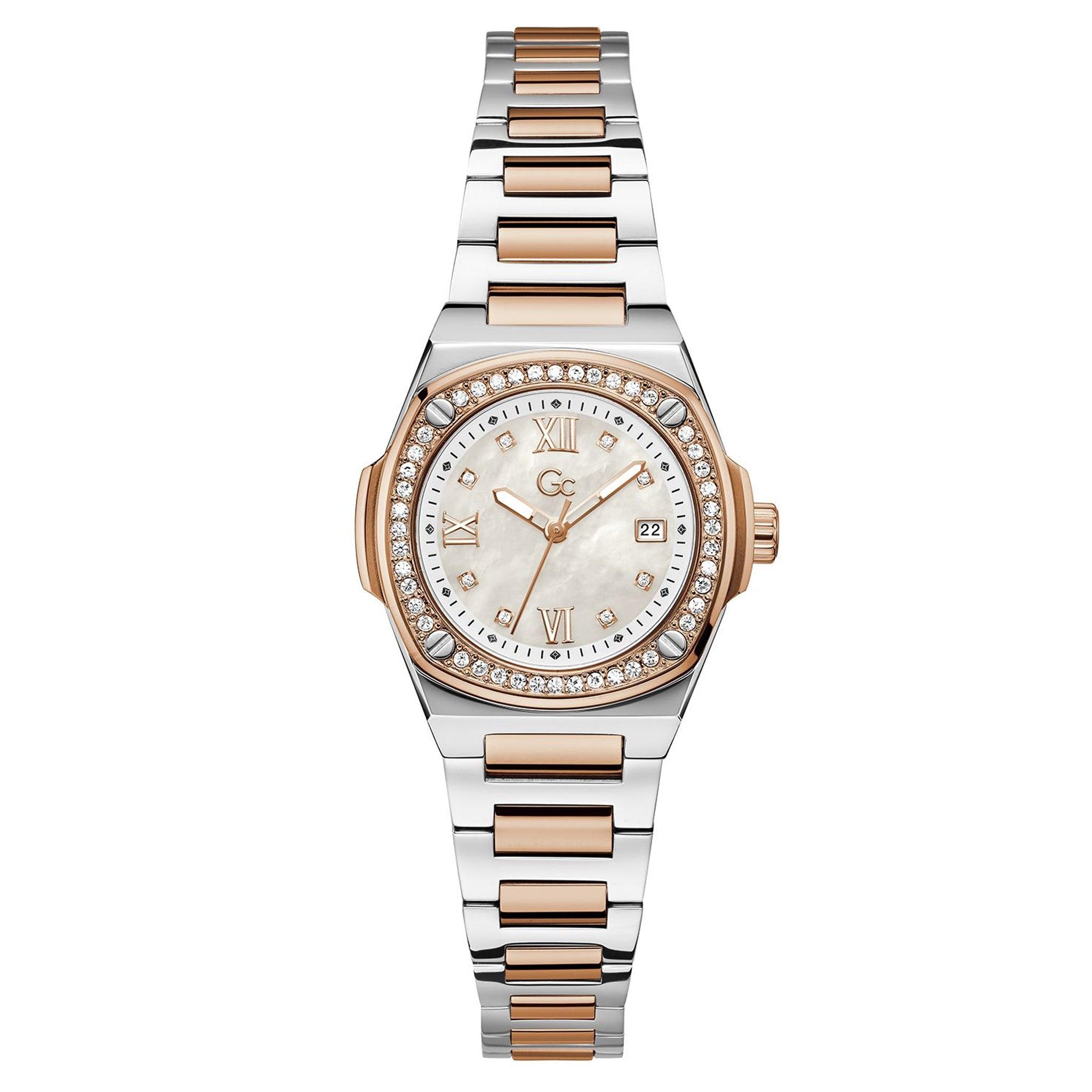 ساعات جي سي ستانلس ستيل 30 ملم كوارتز صغيرة كوسين Gc Women's Coussin Shape Mini Small Size Metal Watch Z12003l1mf