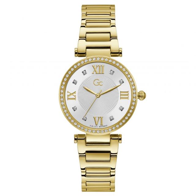 ساعات جي سي نسائية ستانلس ستيل 34 ملم متوسط ذهبي Gc Women's Crystal Mid Size Metal Yellow Gold Tone Watch Y64003l1mf - SW1hZ2U6MTgyNjc0NA==