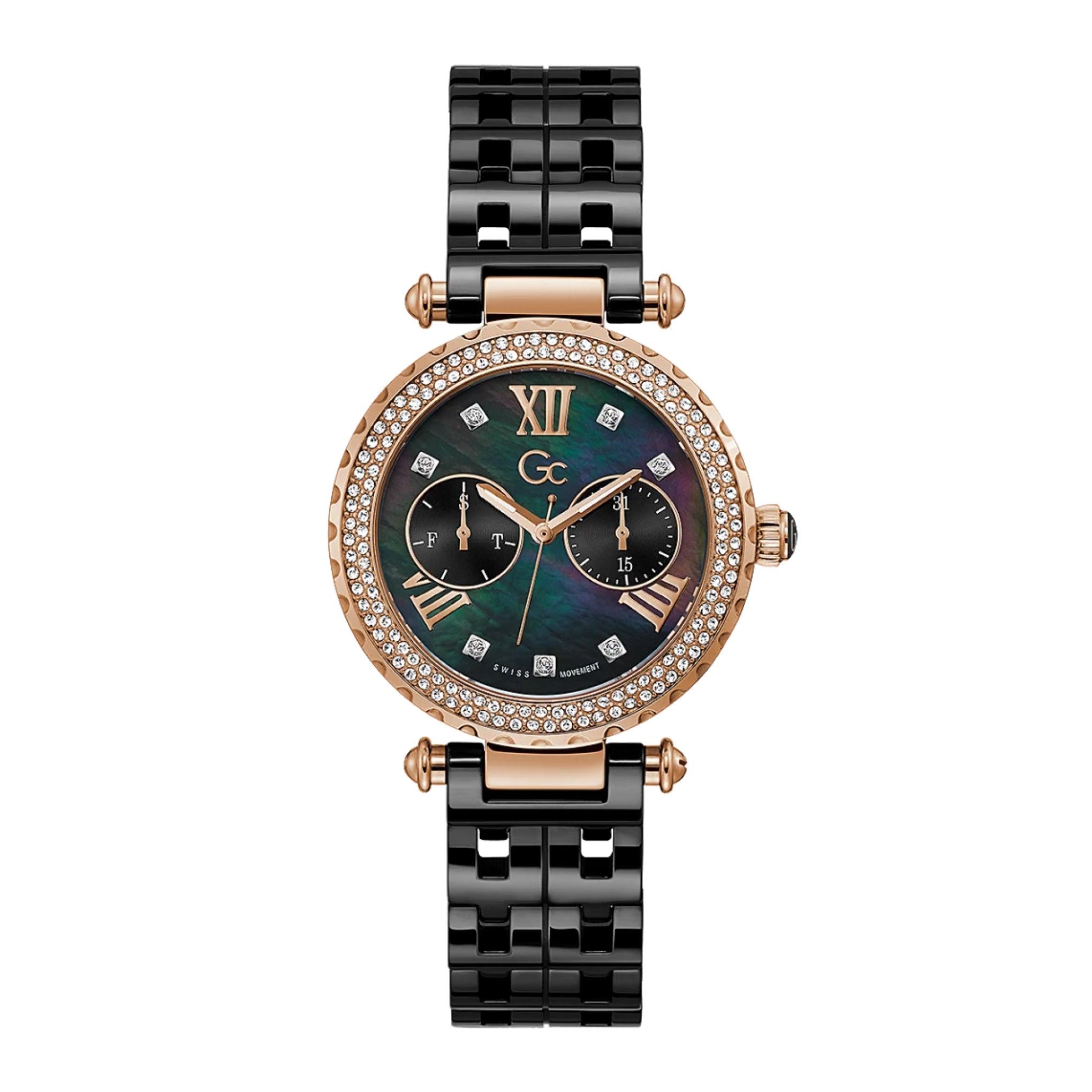 ساعات جي سي نسائية ستانلس ستيل 37 ملم برايمشيك Gc Women's Primechic Large Size Ceramic Watch Y71007l2mf