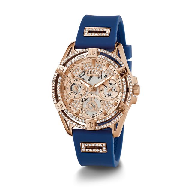 Guess Ladies Blue Rose Gold Tone Multi-Function Watch Gw0536l5 - SW1hZ2U6MTgzMTYwOQ==