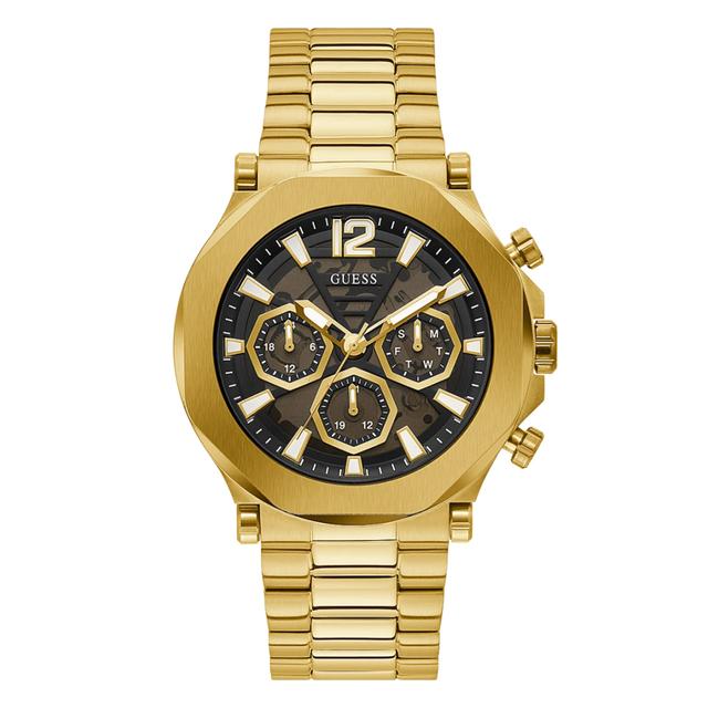 Guess Men's Gold Tone Case Gold Tone Stainless Steel Watch Gw0539g2 - SW1hZ2U6MTgyNzEzMg==