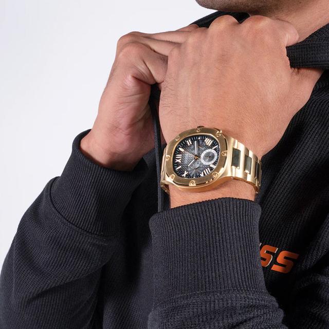 ساعات جيس رجالي Gw0572g2 قياس 42 ملم معدن ذهبي Guess Men's Gold Tone Multi-Function Stainless Steel Watch Gw0572g2 - SW1hZ2U6MTgyODA4MQ==