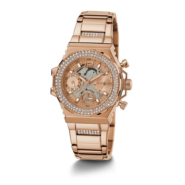 Guess Women's Rose Gold Tone Case Rose Gold Tone Stainless Steel Watch Gw0552l3 - SW1hZ2U6MTgxNzk1OA==