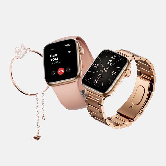 Haino Teko Germany G8 Mini Smart Watch 41mm With Two Set Strap Hd Smart Display Rose Gold Edition With Wireless Charger And Beautiful Bracelet For Ladies - SW1hZ2U6MTgxNTE3MA==