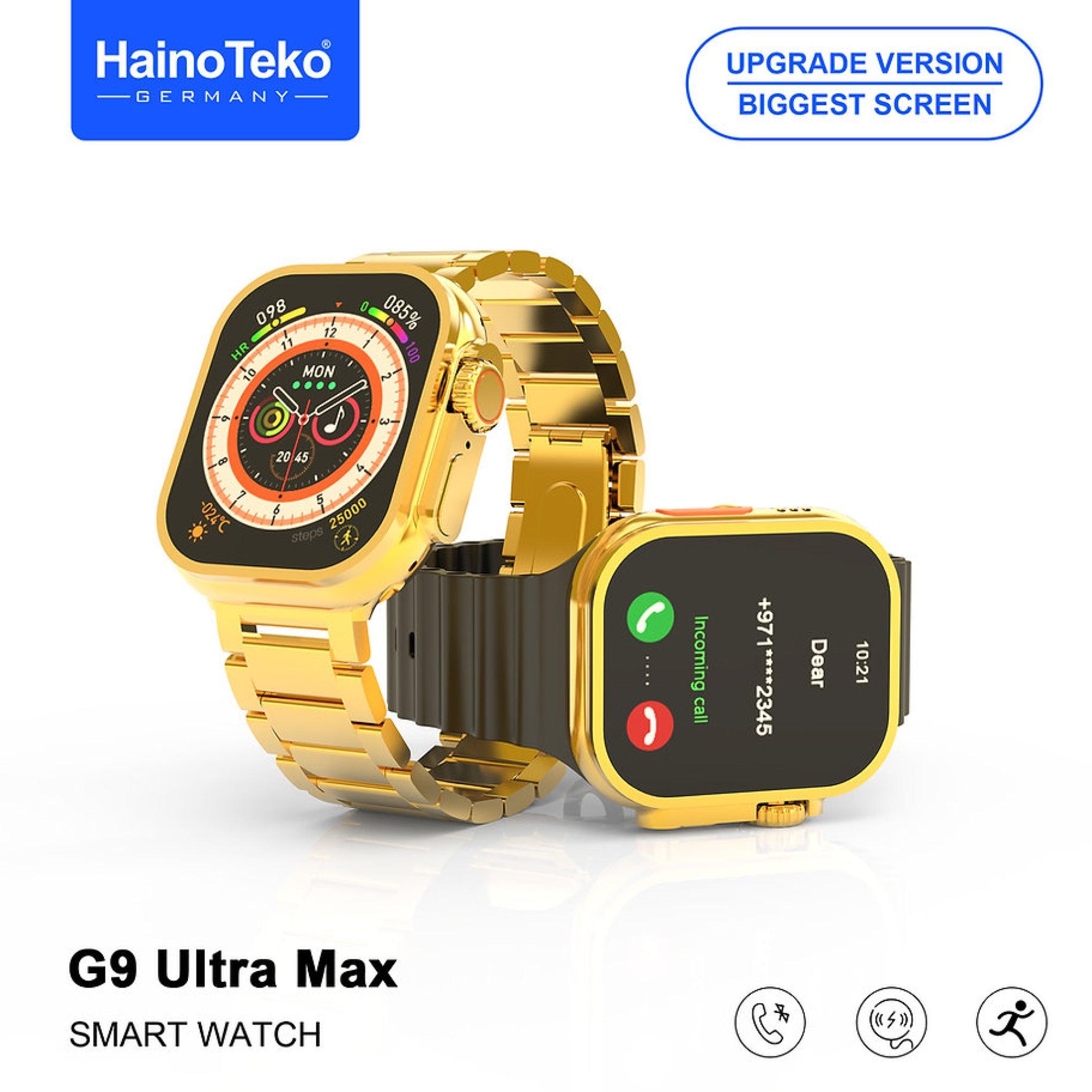 Haino Teko Germany G9 Ultra Max Smart Watch With Nfc Always On Display Wireless Charging For Mens And Womens Golden Edition