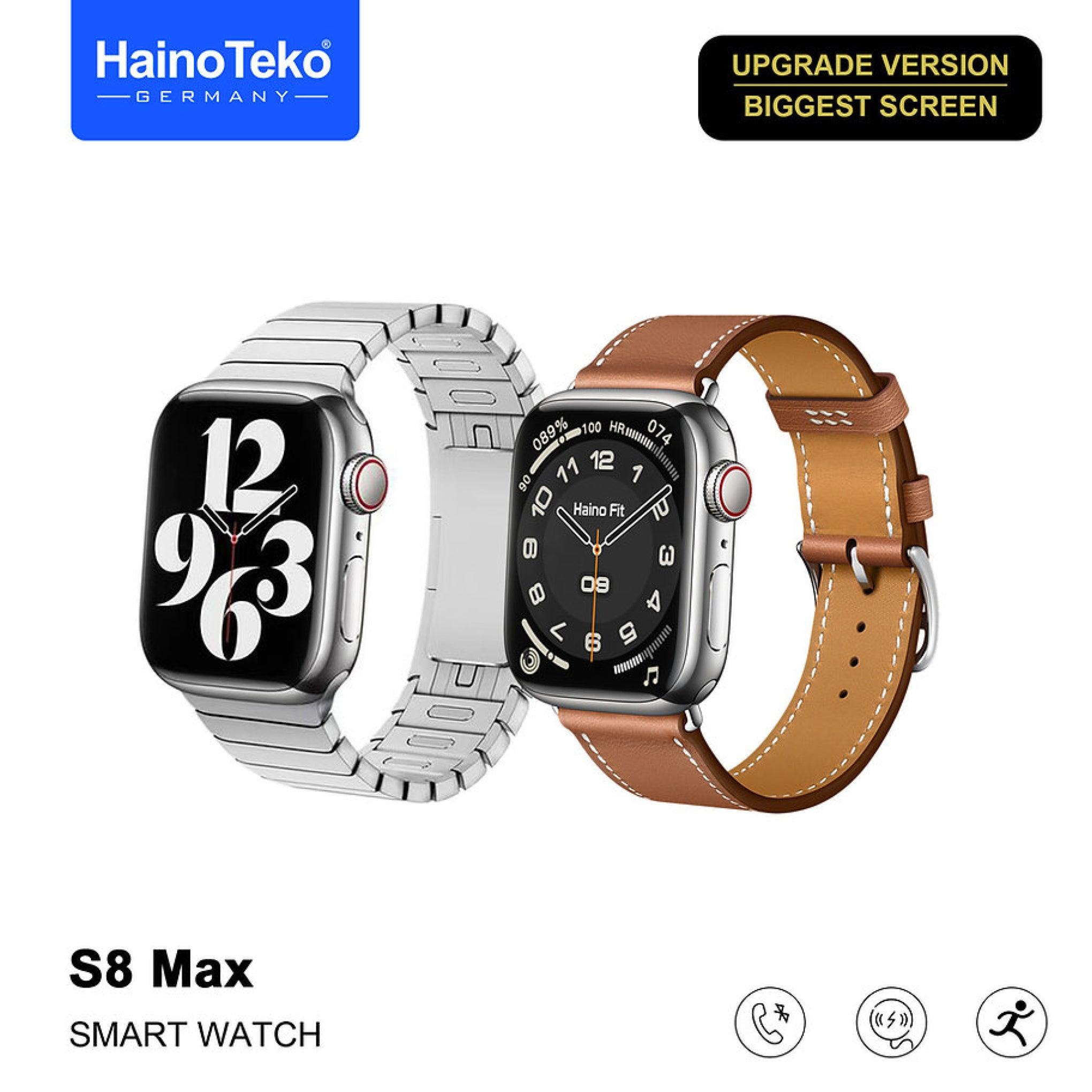ساعة يد ذكية رجالية S8 ماكس بحزامين وشاحن لاسلكي هاينو تيكو Haino Teko Germany Smart Watch S8 Max With Two Set Strap And Wireless Charger For Men's