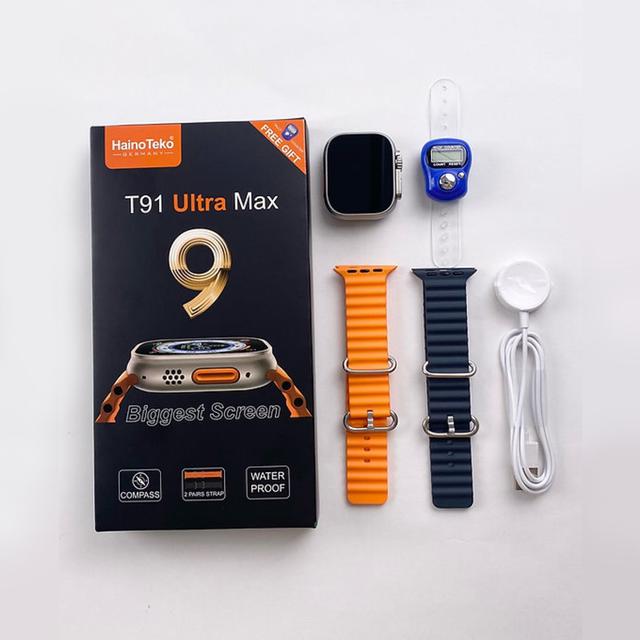 Haino Teko Germany T91 Ultra Max Compass Two Strap Water Proof Biggest Screen Smart Watch With Free Gift Tasbih Counter - SW1hZ2U6MTgxNDkzNQ==