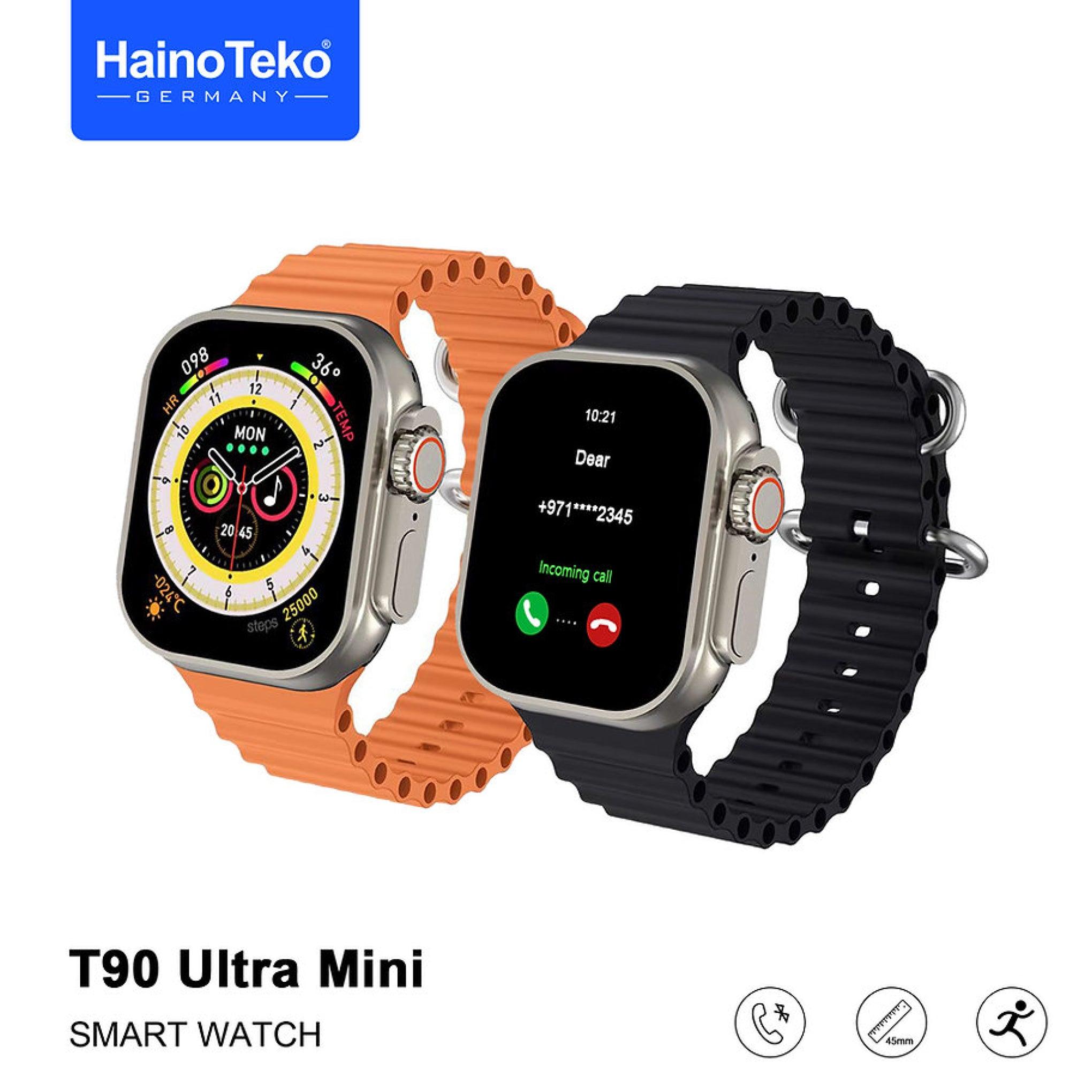 Haino Teko T90 Ultra Mini Smart Watch With Two Set Strap And Wireless Charger 45mm
