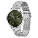 ساعة يد رجالية - فضي و مينا أسود - بحزام معدني مقاوم للصدأ هوغو بوس Hugo Boss Exist Multi Men's Stainless Steel Mesh Watch - SW1hZ2U6MTgyMjQ4OQ==