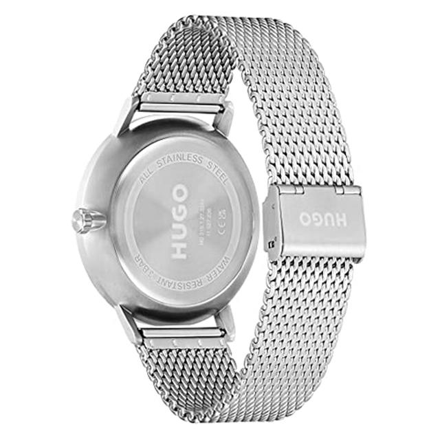 ساعة يد رجالية - فضي و مينا أسود - بحزام معدني مقاوم للصدأ هوغو بوس Hugo Boss Exist Multi Men's Stainless Steel Mesh Watch - SW1hZ2U6MTgyMjQ5MQ==