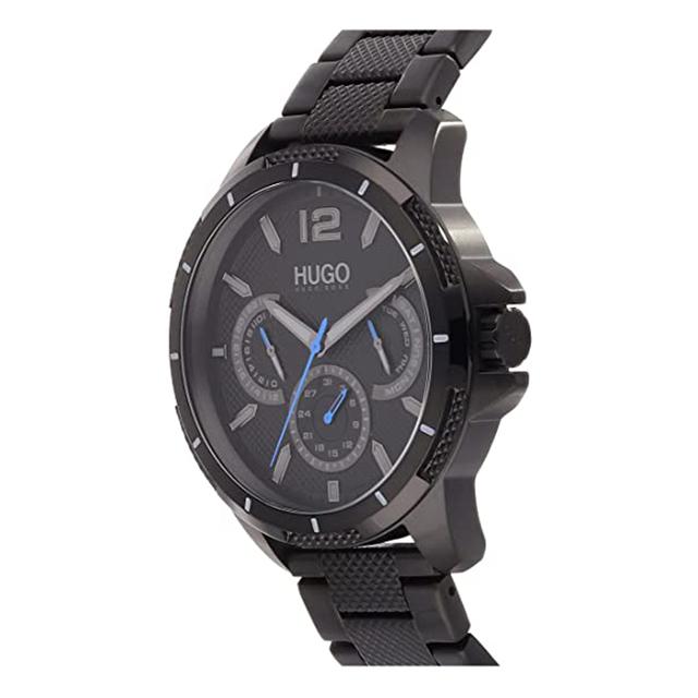 ساعة يد رجالية بسوار - أسود - بحزام معدني مقاوم للصدأ هوغو بوس Hugo Boss Men's Analog Multifunction Quartz Black Stainless Steel Bracelet Watch - SW1hZ2U6MTgxNTkyMg==