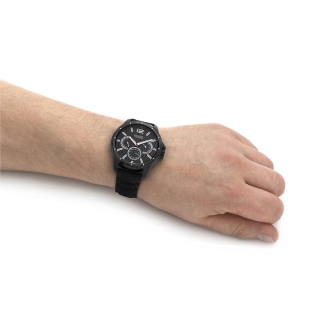 ساعة يد رجالية - أسود - بحزام سيليكوني أسود هوغو بوس Hugo Boss Men's Analog Quartz Watch With Silicone Strap - SW1hZ2U6MTgzMTM0Mg==
