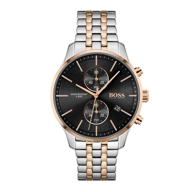 ساعة يد رجالية - ذهبي ووردي - بحزام معدني مقاوم للصدأ هوغو بوس Hugo Boss Men's Analog Quartz Watch With Stainless Steel Strap - SW1hZ2U6MTgyNDg2Nw==