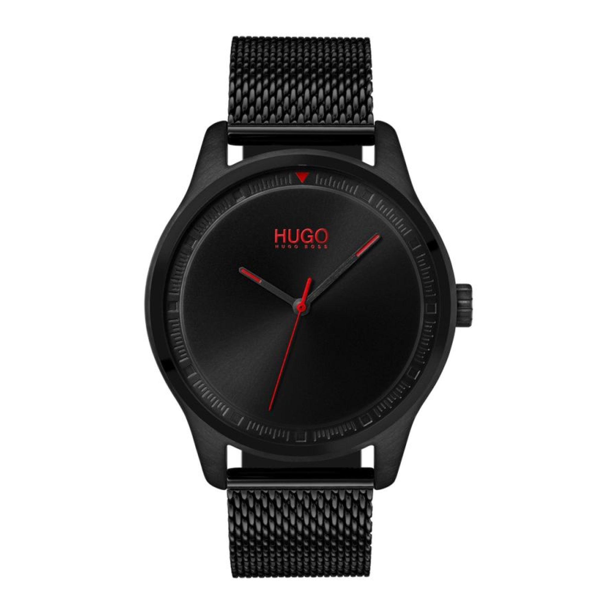 ساعة يد رجالية بسوار - أسود - بحزام معدني مقاوم للصدأ هوغو بوس Hugo Boss Men's Analogue Classic Quartz Watch With Stainless Steel Strap