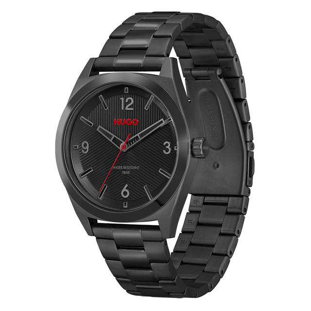 ساعة يد رجالية - أسود - بحزام معدني مقاوم للصدأ هوغو بوس Hugo Boss Men's Black Stainless Steel Bracelet Watch - SW1hZ2U6MTgzMzkyNQ==