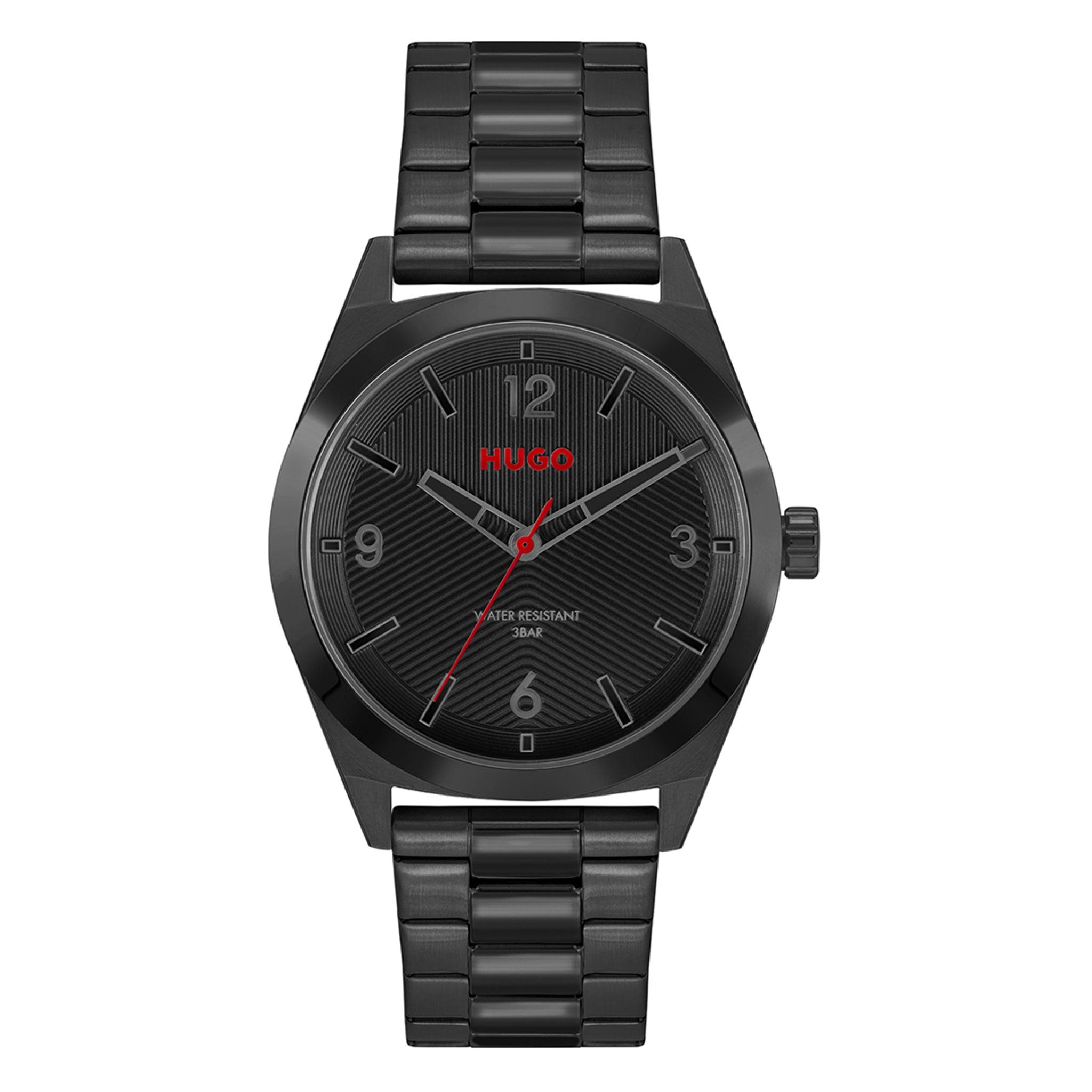 ساعة يد رجالية - أسود - بحزام معدني مقاوم للصدأ هوغو بوس Hugo Boss Men's Black Stainless Steel Bracelet Watch