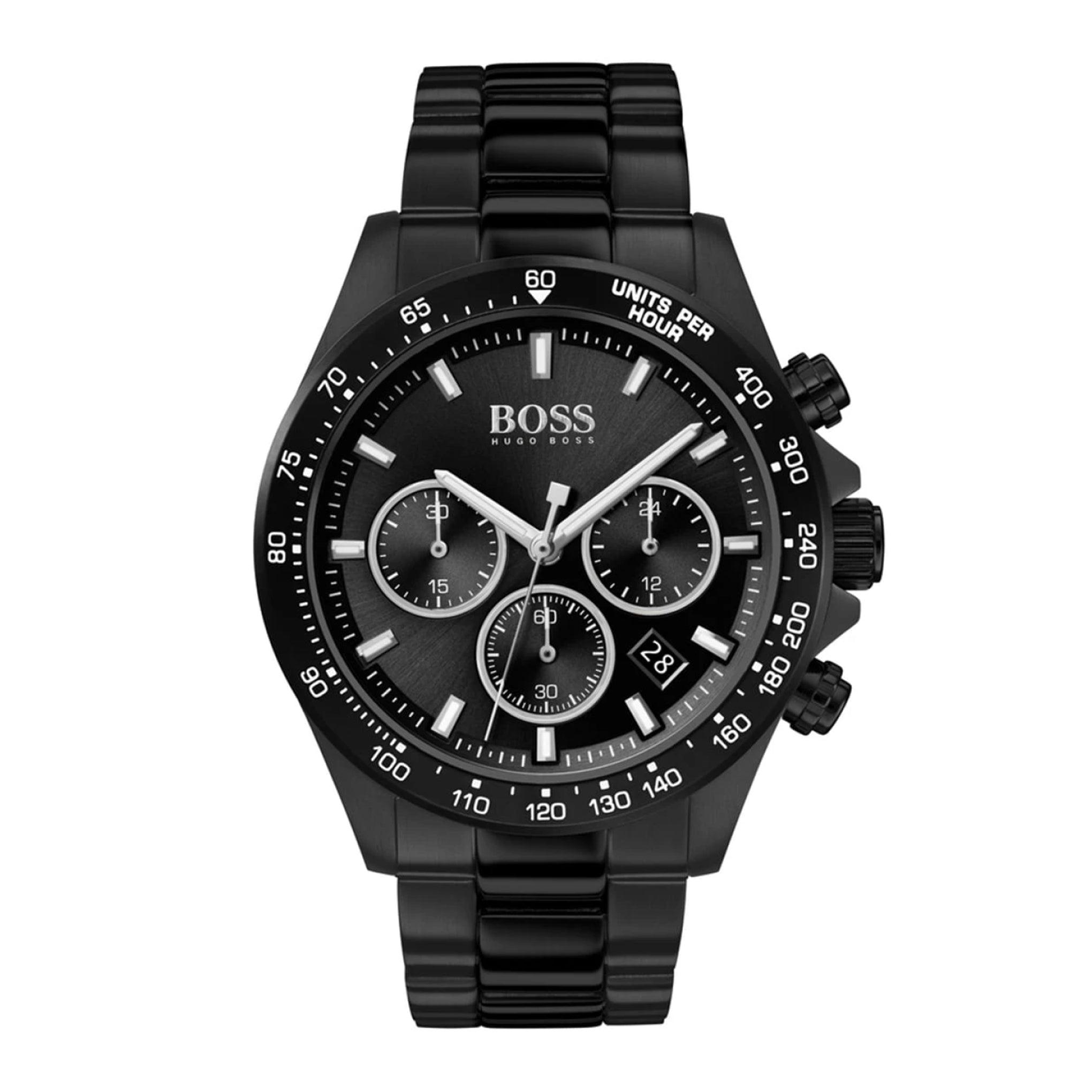 ساعة يد رجالية - أسود - بحزام معدني مقاوم للصدأ هوغو بوسHugo Boss Men's Chronograph Quartz Black Stainless Steel Watch