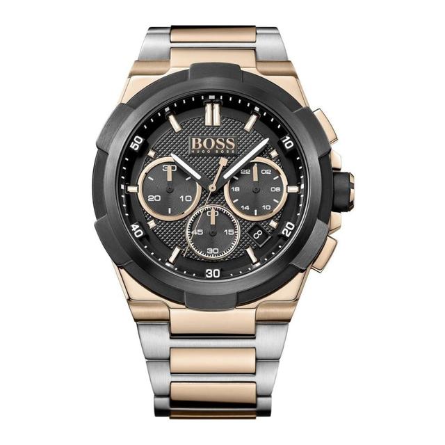 ساعة يد رجالية - ذهبي وردي- بحزام معدني مقاوم للصدأ هوغو بوس Hugo Boss Men's Chronograph Quartz Watch With Stainless Steel Strap - SW1hZ2U6MTgyMDgxOA==