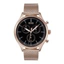 ساعة يد رجالية - أسود و ذهبي وردي- بحزام معدني مقاوم للصدأ هوغو بوس Hugo Boss Men's Classic Chronograph Rose Gold Stainless Steel Watch - SW1hZ2U6MTgyMTE1NQ==