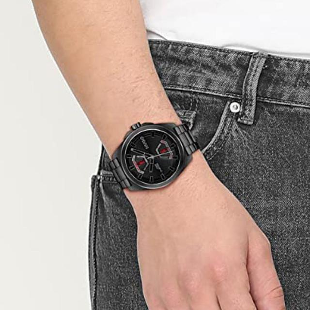 ساعة يد رجالية متعددة الوظائف - أسود - بحزام معدني مقاوم للصدأ هوغو بوس Hugo Boss Men's Multifunction Quartz Stainless Steel Watch - SW1hZ2U6MTgyODQ3Mg==