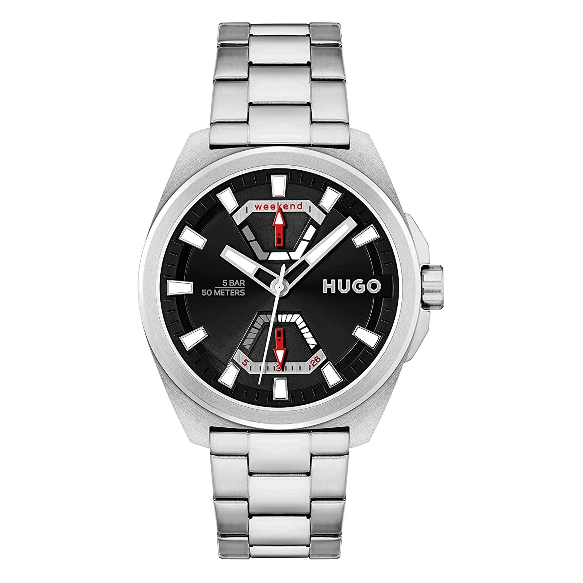 ساعة يد رجالية - فضي - بحزام معدني مقاوم للصدأ هوغو بوس Hugo Boss Men's Multifunction Stainless Steel And Link Bracelet Watch