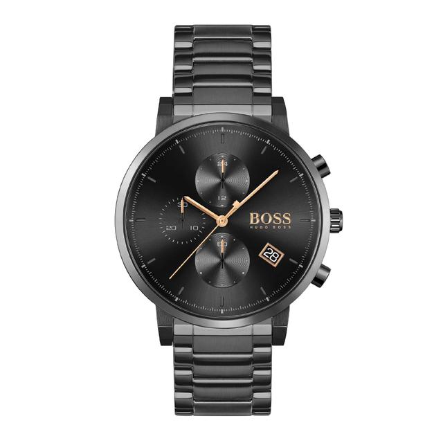 ساعة يد رجالية - أسود - بحزام معدني مقاوم للصدأ هوغو بوس Hugo Boss Men's Quartz Black Stainless Steel Strap Watch - SW1hZ2U6MTgzMDMzMg==