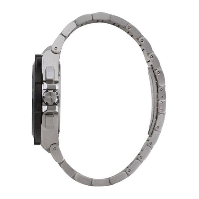 ساعة يد رجالية بمينا باللون الأسود و حزام معدني فضي مقاوم للصدأ هوغو بوس Hugo Boss Men's Supernova Stainless Steel Case And Link Bracelet Watch - SW1hZ2U6MTgxODgxNQ==