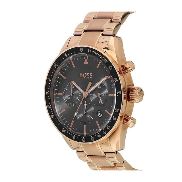 ساعة يد رجالية - ذهبي وردي - بحزام معدني مقاوم للصدأ هوغو بوس Hugo Boss Men's Trophy Chronograph Stainless Steel Band Watch - SW1hZ2U6MTgyNTg3NA==