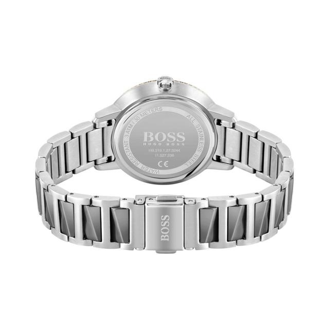 ساعة يد نسائية - رمادي و ذهبي- بحزام معدني مقاوم للصدأ هوغو بوس Hugo Boss Signature Women's Analogue Quartz Stainless Steel Watch - SW1hZ2U6MTgyMjEzMw==