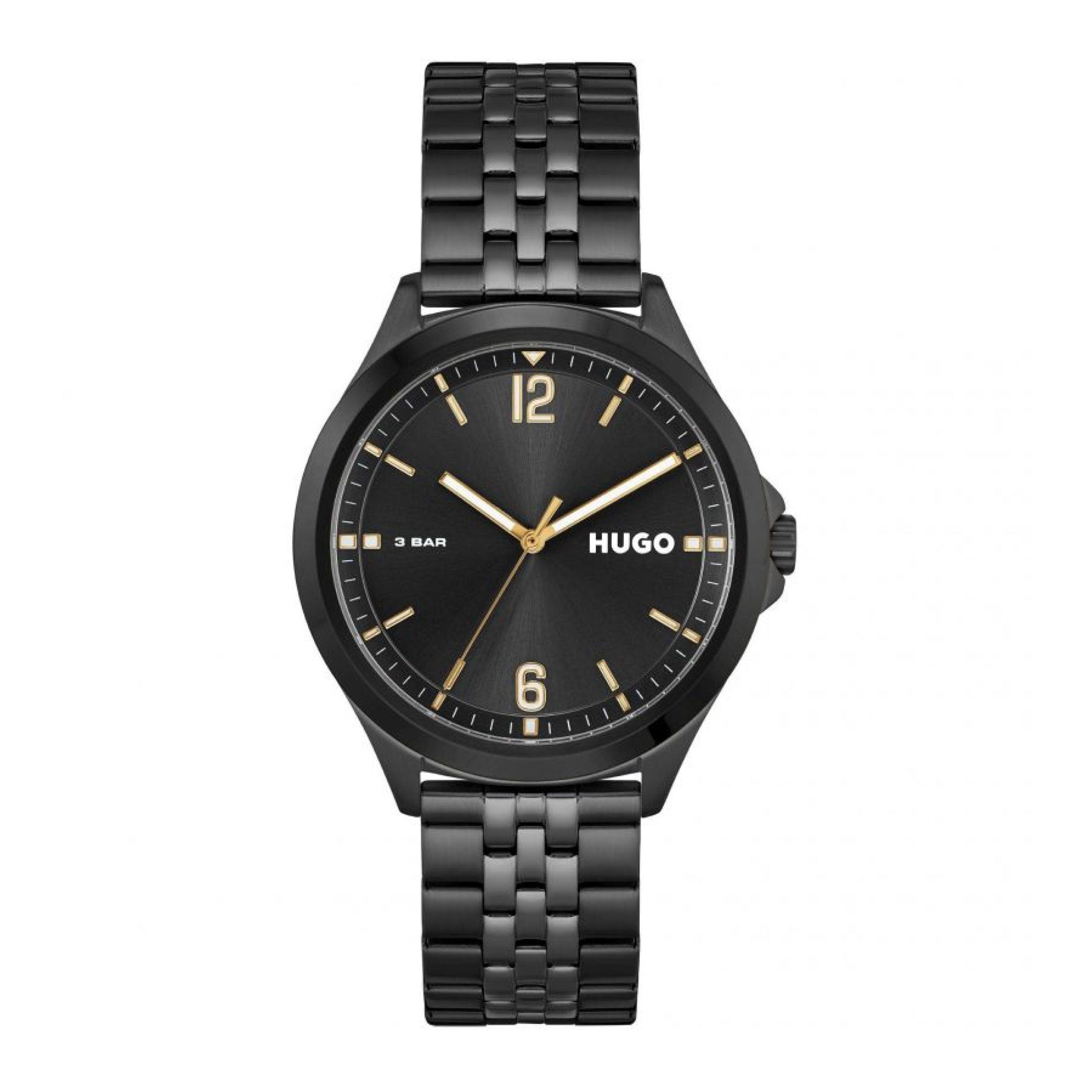 ساعة يد رجالية - أسود - بحزام معدني مقاوم للصدأ هوغو بوس Hugo Boss Suit Men's Analog Quartz Black Stainless Steel Band Watch