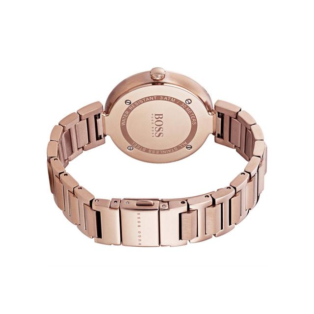 ساعة يد نسائية - ذهبي وردي - بحزام معدني مقاوم للصدأ هوغو بوس Hugo Boss Women's Silver Dial Metal Band Watch - SW1hZ2U6MTgzNzc3Mw==