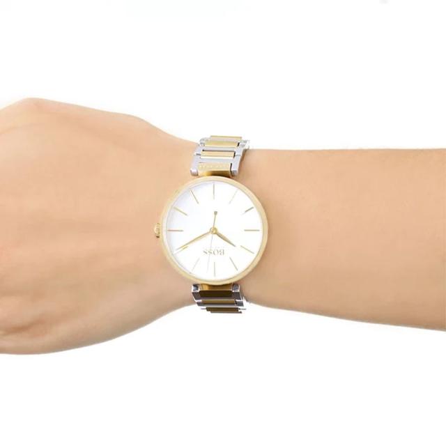 ساعة يد نسائية - فضي و ذهبي - بحزام معدني مقاوم للصدأ هوغو بوس Hugo Boss Women's Stainless Steel Band Watch - SW1hZ2U6MTgyOTg4Nw==