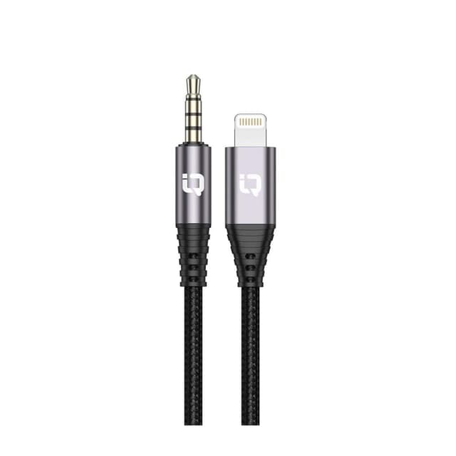 سلك aux لايتنينق اي كيو تاتش 1 متر IQ Touch Lightening to 3.5mm Nylon braided Audio Cable