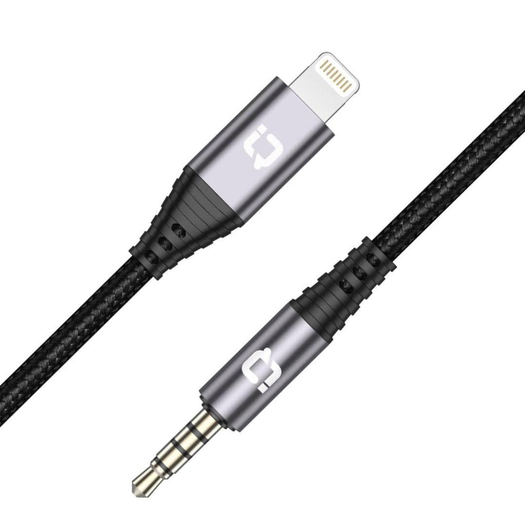 سلك aux لايتنينق اي كيو تاتش 1 متر IQ Touch Lightening to 3.5mm Nylon braided Audio Cable