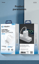 IQ Touch PD 40W Dual USB-C Wall Charger Powered by GaN Tech