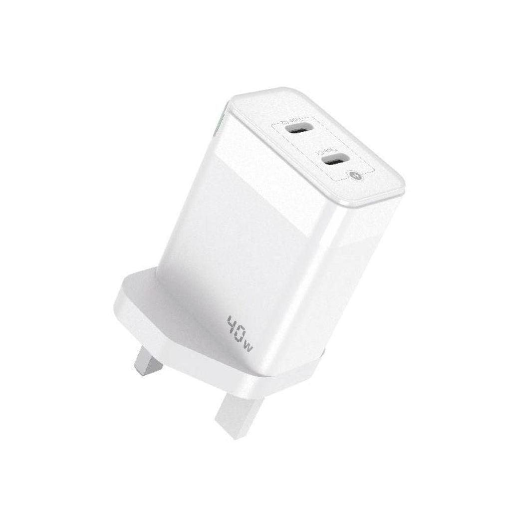 فيش جداري منفذين تايب سي 40 واط اي كيو تاتش مع تقنية جان IQ Touch PD Dual USB-C Wall Charger Powered GaN Tech