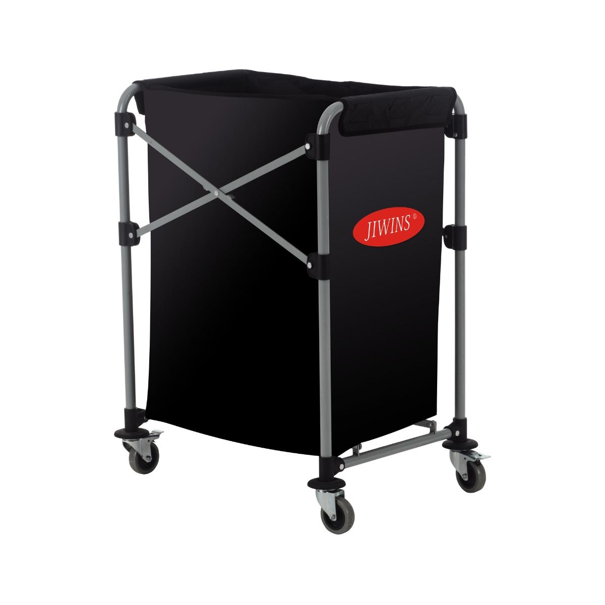 عربة غسيل  قابلة للطي 150 لتر اسود فضي بلاستيك جيوينز Jiwins 150 Liter Collapsible Laundry Cart Black Black Silver Plastic