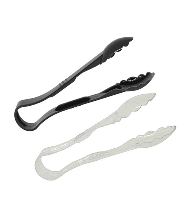 Jiwins 6" Scallop Tong Plastic 6" Black Transparent Plastic