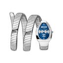 ساعة يد نسائية بشكل ثعبان – فضي - بحزام معدني مقاوم للصدأ جست كافالي Just Cavalli Vezzoso Women's Silver Blue Stainless Steel Quartz Watch - SW1hZ2U6MTgxNjk4MA==
