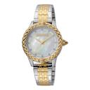 ساعة يد نسائية - فضي و ذهبي - بحزام معدني مقاوم للصدأ جست كافالي Just Cavalli Women's Animalier Stainless Steel Set Watch - SW1hZ2U6MTgyNTI5OQ==