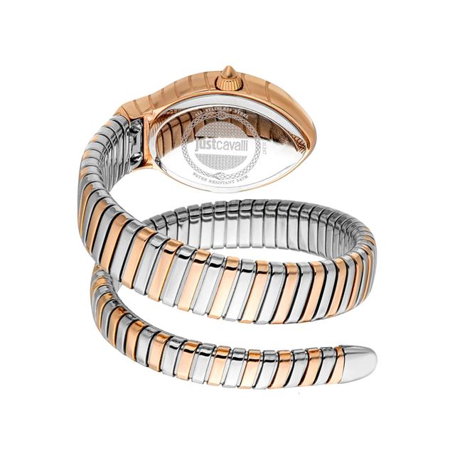 ساعة يد نسائية بشكل ثعبان - ذهبي وردي - بحزام معدني مقاوم للصدأ جست كافالي Just Cavalli Women's Signature Snake Watch - SW1hZ2U6MTgzNzI3Ng==