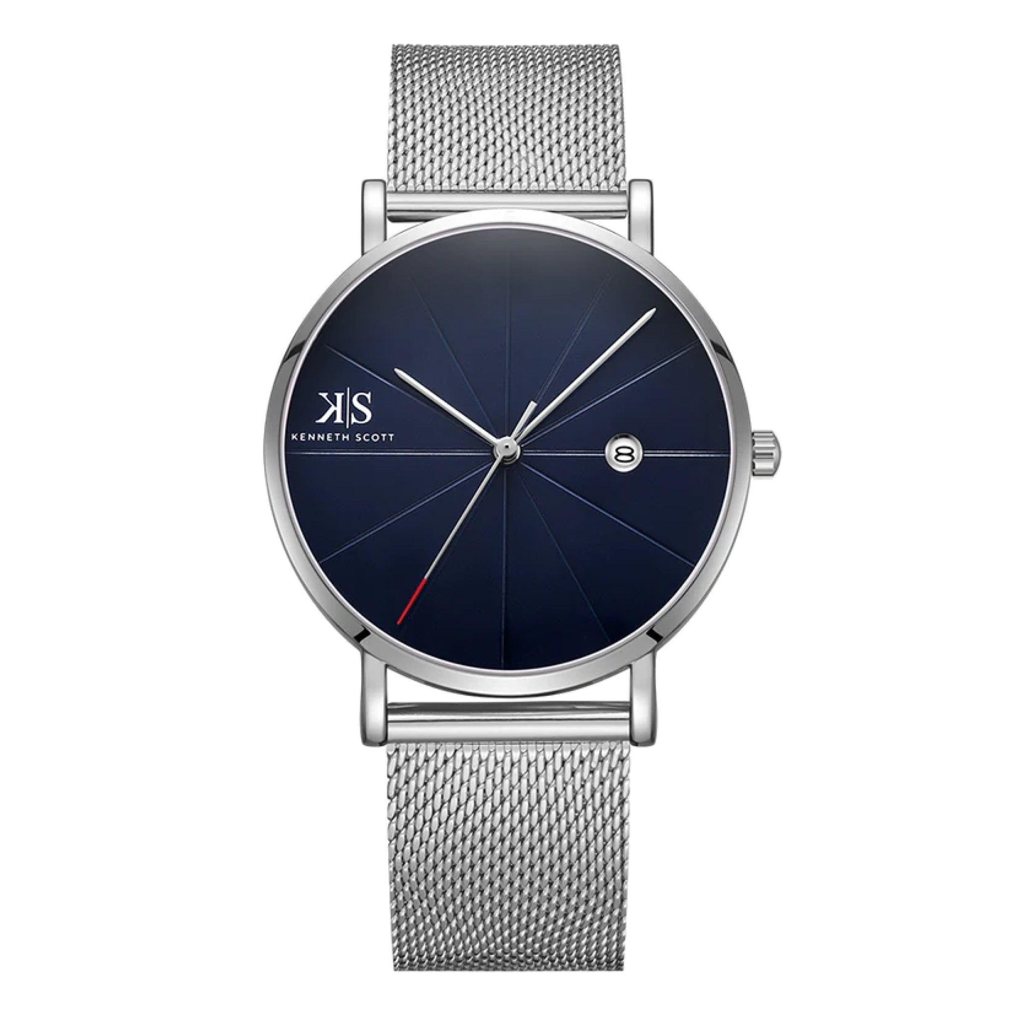 ساعة يد تناظرية رجالية فضي كينيث سكوت Kenneth Scott Men's Analog Watch - K22013-Smsn