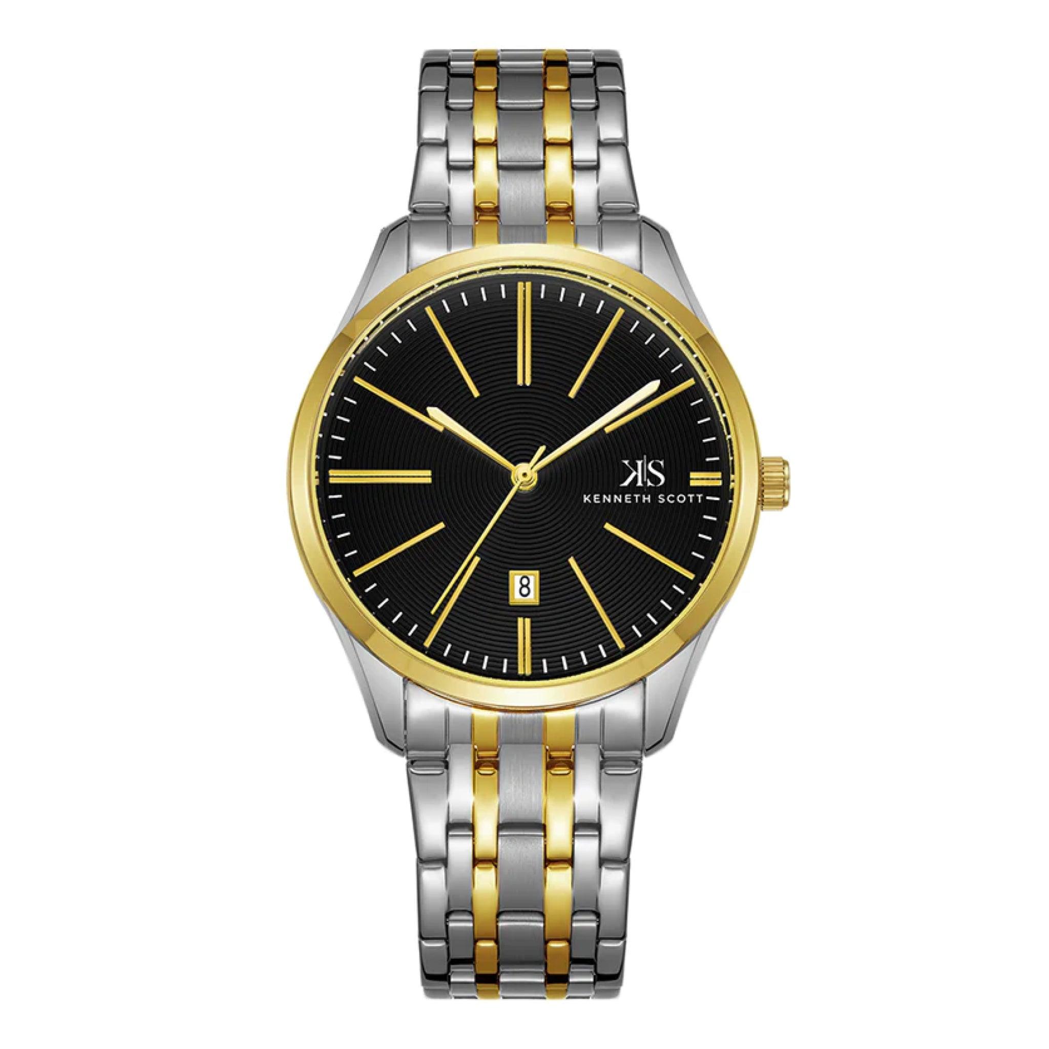 ساعة يد تناظرية رجالية - فضي و ذهبي - كينيث سكوت Kenneth Scott Men's Analog Watch - K22015-Tbtb