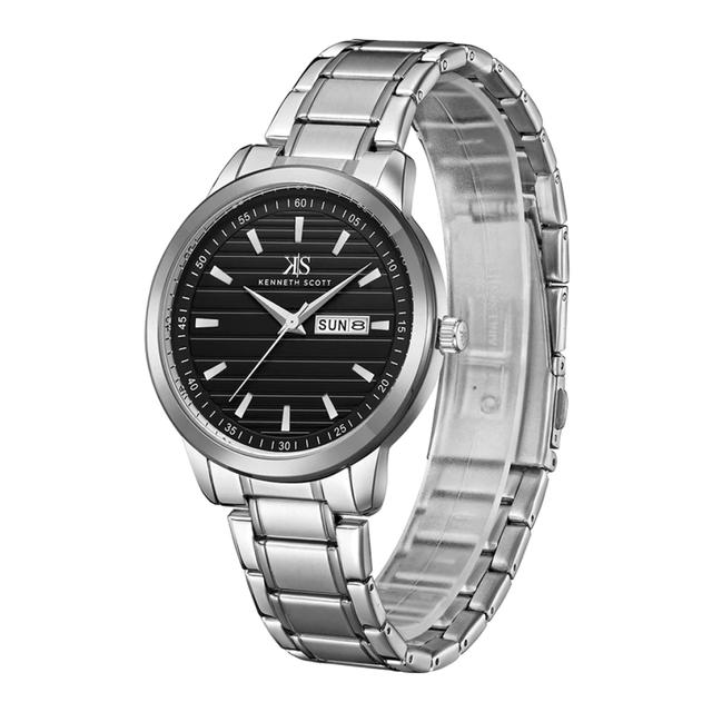 ساعة يد رجالية فضية كينيث سكوت Kenneth Scott Men's Analog Watch - SW1hZ2U6MTgzNzE4OQ==