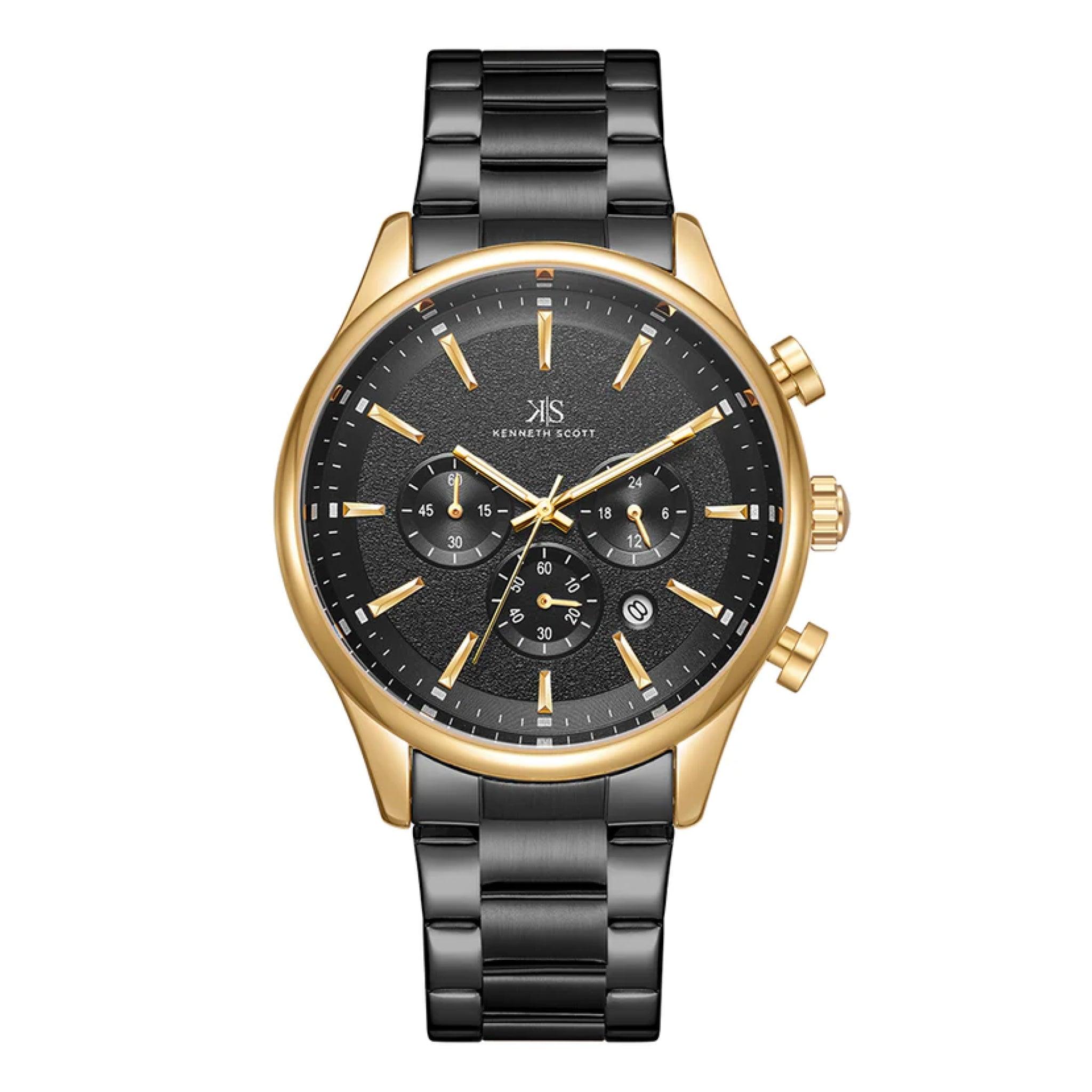 Kenneth Scott Men's Black Dial Chronograph Watch - K22105-Gbbb