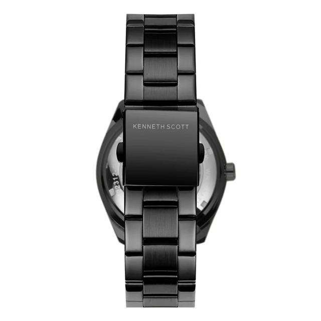 ساعة يد رجالية - أسود و مينا باللون الذهبي - بحزام فولاذي مقاوم للصدأ كينيث سكوت Kenneth Scott Men's Black Dial Mechanical Watch - SW1hZ2U6MTgzNDE5Ng==