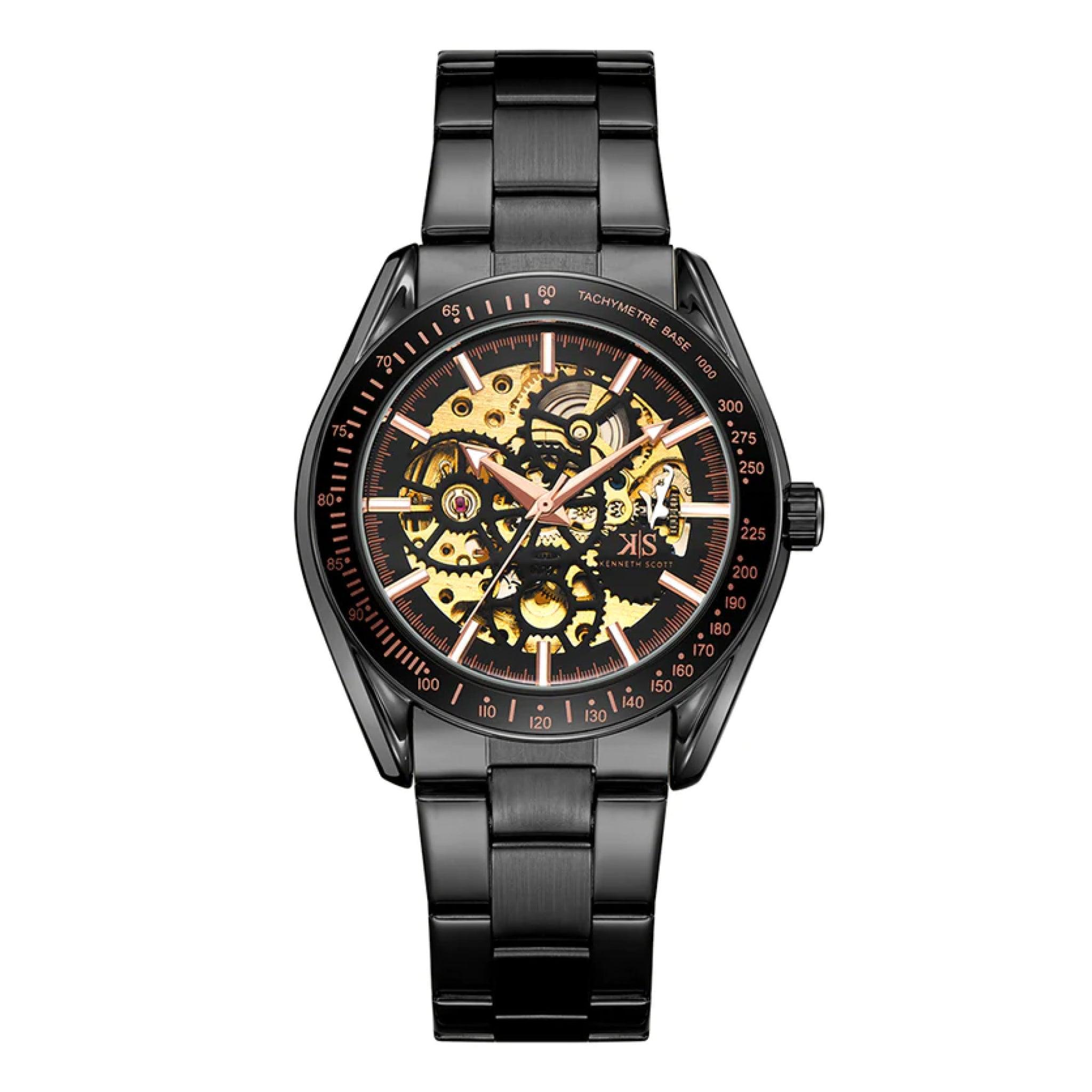 Kenneth Scott Men's Black Dial Mechanical Watch - K22312-Bbbb