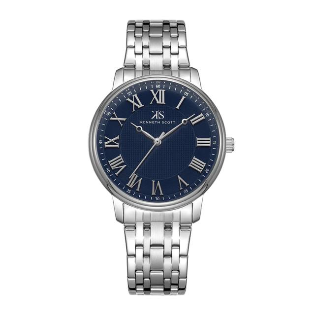 ساعة يد تناظرية رجالية - الفضي - كينيث سكوت Kenneth Scott Men's Blue Dial Analog Watch - K22029-Sbsn - SW1hZ2U6MTgzNzc0NA==